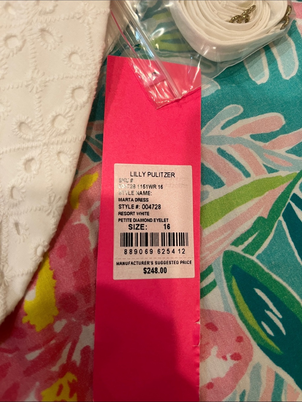 Lilly Pulitzer White Strapless Eyelet Sundress with Waist Lace - Picture 7 of 7
